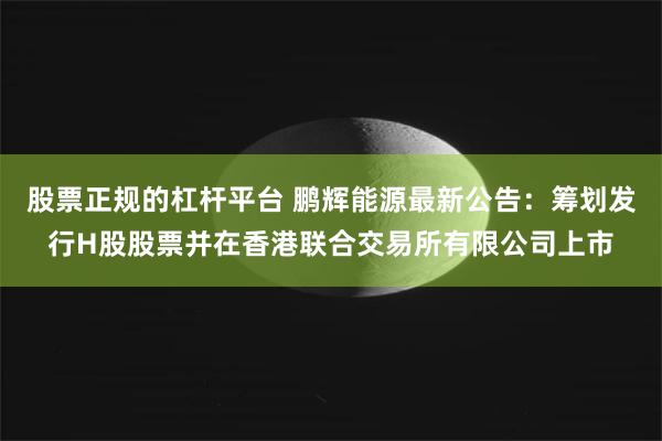 股票正规的杠杆平台 鹏辉能源最新公告：筹划发行H股股票并在香港联合交易所有限公司上市