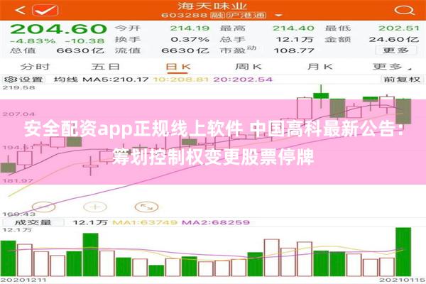 安全配资app正规线上软件 中国高科最新公告：筹划控制权变更股票停牌