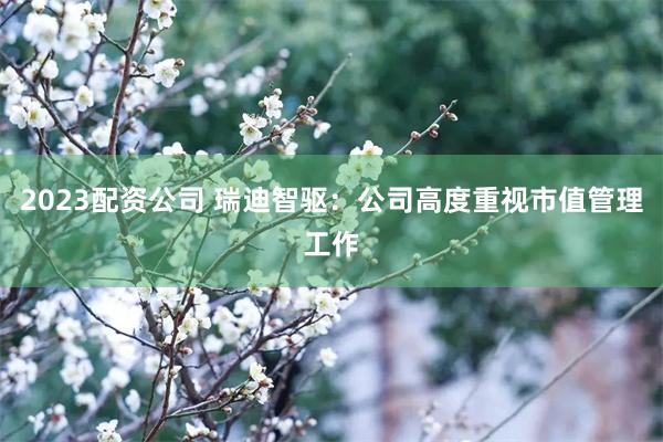 2023配资公司 瑞迪智驱：公司高度重视市值管理工作