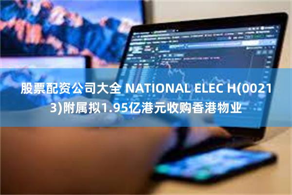 股票配资公司大全 NATIONAL ELEC H(00213)附属拟1.95亿港元收购香港物业